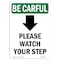 Signmission OSHA BE CAREFUL Sign, Please Watch Your W/ Symbol, 14in X 10in Rigid Plastic, 10" W, 14" L, Portrait OS-BC-P-1014-V-10115 - alternate 1